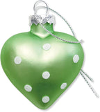 Lillian Vernon Dot Heart Valentines Ornaments - 12-Piece Set, Blown Glass, Handcrafted Hanging Tree Decorations, Valentine’s Day Holiday & Party Decor, 2.5 in