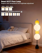 Lightdot Yellow Globe Floor Lamp with 3 Color Temperatures LED Bulbs Included,Dimmable Floor Lamps with Touch Switch,Unique Modern Standing Tall Lamp for Bedroom Living Room/Sofa Beside/Corner Decor