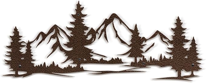 SIGNLEADER Metal Wall Art Decor Mountain Pine trees Modern Abstract Wall Sculpture Hangings Home Decoration for Living Room, Bedroom, Bathroom, Kitchen, Outdoor - 18" Bronze