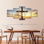 Elephant Stock Holy Cross Wall Art Multi Piece Canvas - 5 Panel Christian Pictures Decor - Digital Design Canvas Print - Christian Wall Decor - 92" X 42"