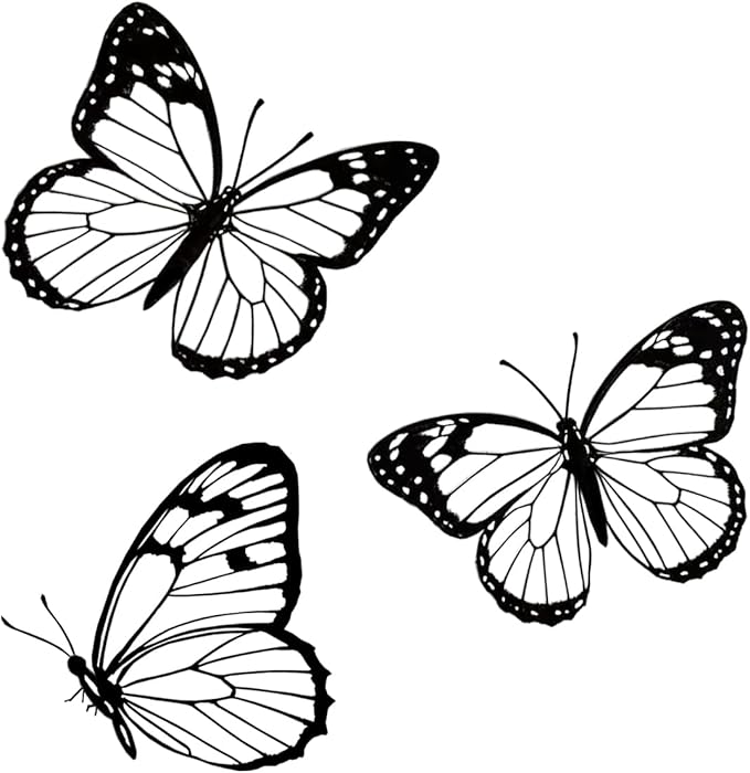 EONBES Black Metal Butterfly Wall Decor, 3-Piece Iron Butterfly Wall Art for Home Decor, Minimalist Elegant Wall Hangings for Living Room, Bedroom, Bathroom, Garden, Outdoor & Indoor Use