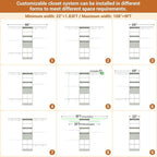 8FT Closet System - 96" Closet Organizer System with Wooden Drawers,Closet Systems for Walk-In Closets with Cuttable Hanging Shelving, Green
