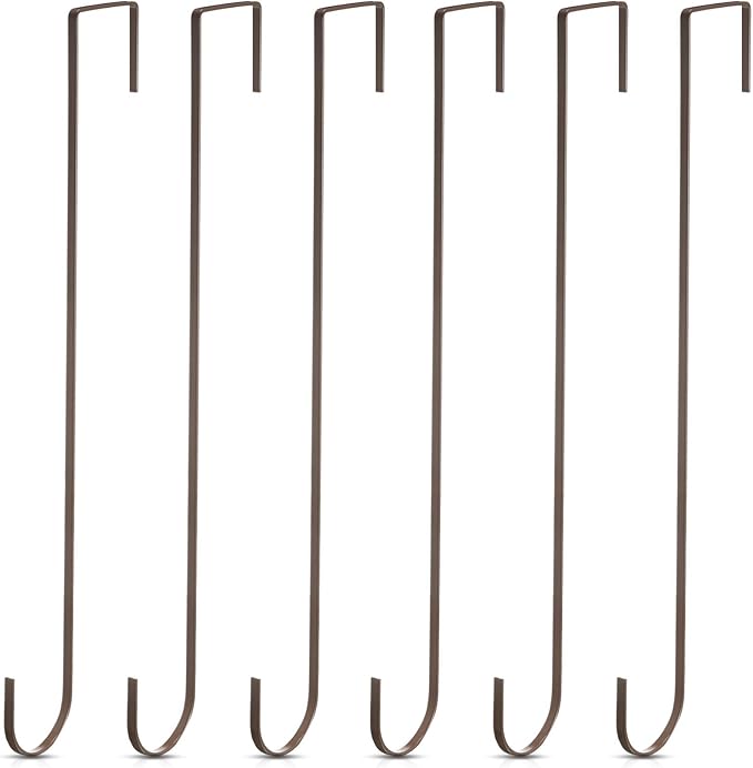 Hotop 15 Inch 6 Pcs Wreath Hangers for Front Door Over The Door Hanger Hooks Steel Wreath Doors Hangers Clothes Towel Hooks Holder for Christmas Halloween Front Decorations Welcome Sign(Bronzed)