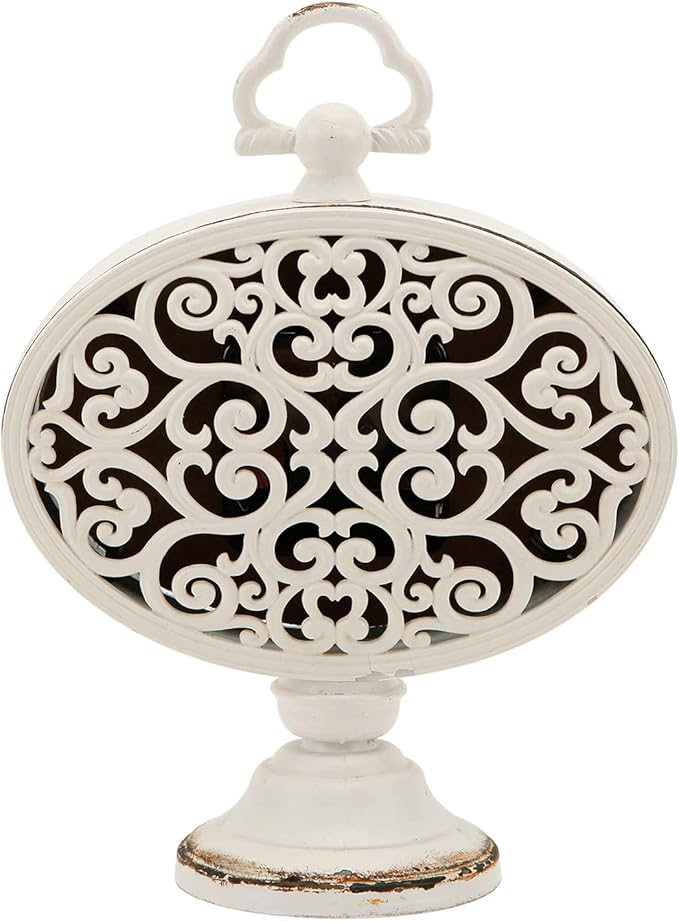 NIKKY HOME Vintage Table Clock with Beads, Silent Shelf Desk Top Clock Battery Operated Antique Design, Chic Home Decor for Fireplace Mantel, Desktop, Countertop, White