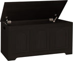 DINZI LVJ Storage Chest, 39.4” Wooden Toy Box with 2 Safety Hinges, Entryway Shoe Bench with Flip-Top, Sturdy Large Storage Trunk for Living Room, Bedroom, Playroom, Easy Assembly, Espresso