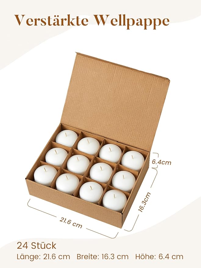 White Floating Candles 2 inch, 24 Pack Floating Candles 5-6 Hours Long Burning, Unscented Floating Candle for Centerpieces, Wedding, Christmas Lights, Romantic Night for Her/Him Set
