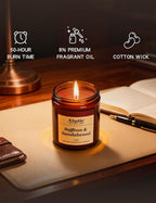 Soy Candle Gifts for Women & Men - 7oz Brown Scented Candle,50-Hour Burn Time,Aromatherapy Jar for Home Decor,Relaxing Ambiance in Bedroom & Office(Saffron Sandalwood)