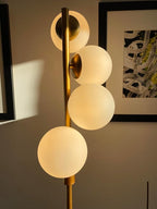 Lightdot 64IN Dimmable Globe Floor Lamp, Gold Standing Lamps with 4PCS 3000K Bulbs Soft Warm White Eye Care, Mid Century Modern Floor Lamp for Living Room/Bedroom/Sofa Beside/Corner Decor