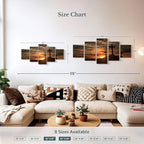 ElephantStock Cross Silhouettes Wall Art Multi Piece Canvas - 5 Panel Christian Pictures Decor - Digital Design Canvas Print - Christian Wall Decor - 55" X 24"
