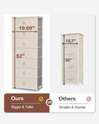 Crestlive Products Tall Dresser, 7-Drawer Fabric Storage Tower, Chests of Drawers - Vertical Organizer Unit for Bedroom, Hallway, Entryway, Nursery, Closets - Steel Frame, Wood Top & Handles (Beige)