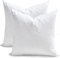 Feathers Down Pillow Inserts 14x14, Set of 2, 100% Organic Cotton Shell, Soft Decorative Square Throw Pillows for Living Room Sofa, Couch, or Bed (White)