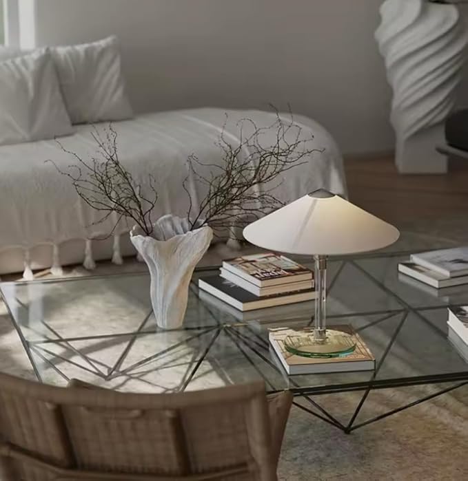 Astral Bauhaus Wagenfeld-Inspired Glass Cordless LED Table Lamp | Modern Bedroom & Living Room Lamp | Portable Accent Rechargeable Lamp for Indoor & Outdoor Use
