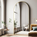Oversized Full-Body Mirror, 76" x 34" Arched Full-Length Mirror, Gold Metal Frame, Floor Mirror for Bedroom, Living/Dressing Room, Gym - Stand/Wall Mounted/Leaning