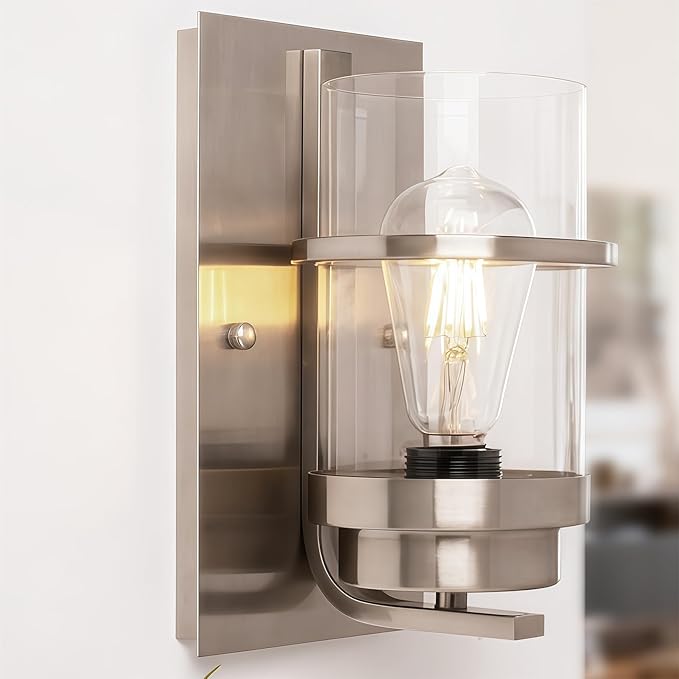 Brushed Nickel Wall Sconces Light,Modern Wall Sconces Bathroom Light Fixtures,Sconces for Small Rooms,10.2'' Beside Lights Wall Mounted (No Bulbs)