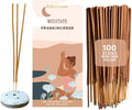 Folkulture Frankincense Incense Sticks with Holder (100 Sticks)| Incents Stick for Meditation, Relaxation, Gifts | No Charcoal,Organic,Non Toxic, 45 Mins Slow Burning Insence - Yoga Inspired