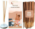 Folkulture Frankincense Incense Sticks with Holder (100 Sticks)| Incents Stick for Meditation, Relaxation, Gifts | No Charcoal,Organic,Non Toxic, 45 Mins Slow Burning Insence - Yoga Inspired