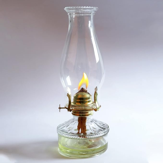 Oil Lamp Chimney Hurricane Lamp Glass Replacement Clear 3 Inch Base for Kerosene Lamp Shade(Wave Style 2P)