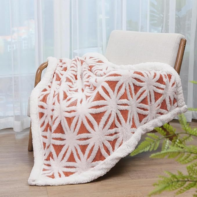 LOMAO Sherpa Fleece Blanket Fuzzy Soft Throw Blanket Dual Sided Blanket for Couch Sofa Bed (Coral, 60''x80'')