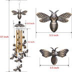 Garden Bee Wind Chimes Outdoor Indoor Decor - with 4 Tubes 6 Bells 7 Bees Wind Chime, Mobile Romantic Bee Wind Catcher, Bees Windchimes for Home, Mom Gifts, Balcony, Tree, Festival, Garden Decoration