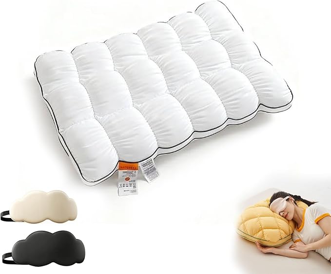 Luxury Hotel Pineapple Cloud Pillow, 3 Heights Plush Supportive Pillow for Back Side Sleepers, Machine Washable Premium Fiber Fill Decorative Throw Pillow (White, Low Pillow)