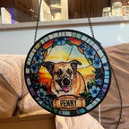 LOVELYPOD Personalized Dog Portrait Stained Glass Suncatcher, Custom Pet Memorial Stained Glass Photo Suncatcher, Dog Loss Keepsake, Pet Loss Gift, Christmas Ornament for Family