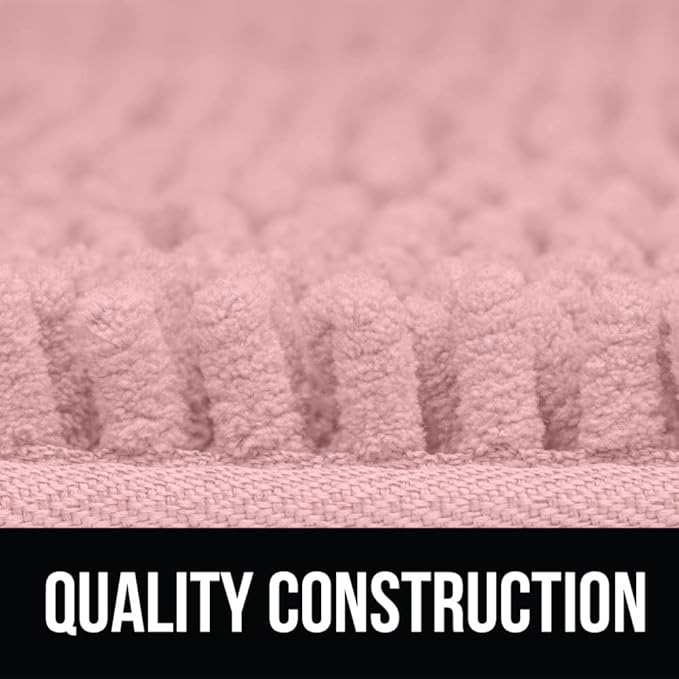 KANGAROO Bathroom Rugs, Chenille Soft Absorbent Bath Rug, Shaggy Shower Mat, Quick Dry Machine Wash Bathmat, Plush Carpet Mats for Tub, Bathtub and Room Home Decor Accessories, 30x20, Light Pink