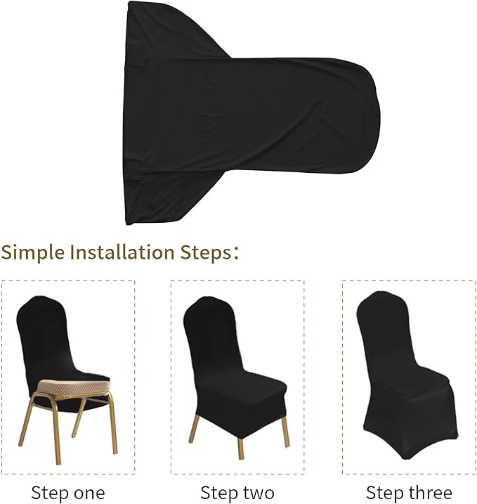 10 Pcs Black Washable Removable Universal for Wedding Party Dining Banquet Polyester Spandex Stretch Slipcovers Chair Covers