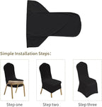 10 Pcs Black Washable Removable Universal for Wedding Party Dining Banquet Polyester Spandex Stretch Slipcovers Chair Covers