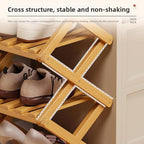 Bamboo Shoe Rack Organizer, 2-10 Tiers, Natural or Tea Color, No-Tool Assembly, Foldable Storage Shelf (Installation Free 8 Layers 30-Primary Colors)