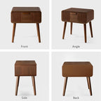 COSIEST Mid Century Modern Nightstands Set of 2, MCM Vintage Bedside Tables with Storage Drawers, Wood End Tables for Bedroom, Living Room (Brown, Striped Pattern)