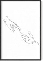 Y2K BOO Minimalist Reaching Hands UNFRAMED Wall Art Continuous Line Drawing Connection Symbol 24x36 Inch Heavyweight Paper Modern Studio Home Decor