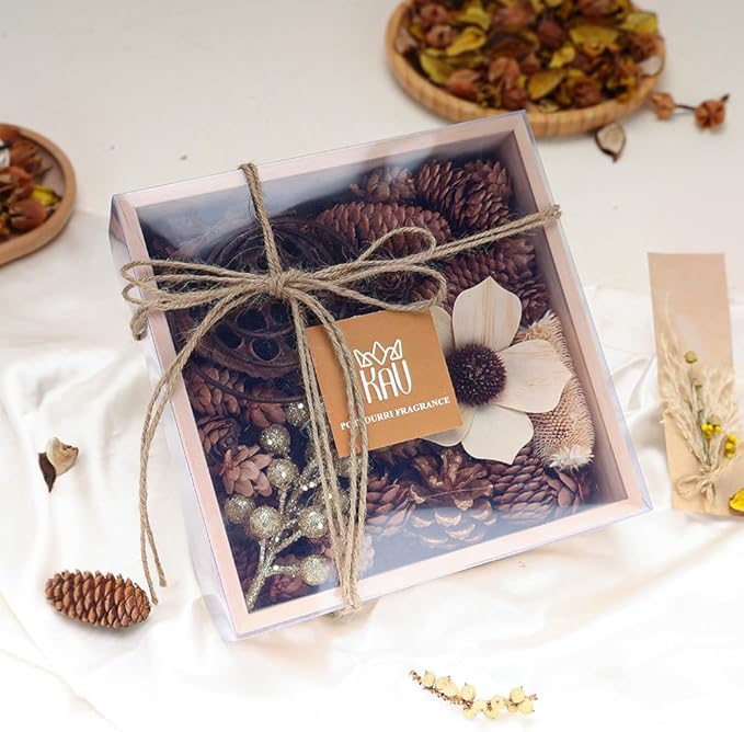 Potpourri Bowl Filler, Pot Pourri Dried Flower Vase Fill Mix, Fresh Flower Scented Box Poporri for Any Ocassion and Any Season, Spring Autumn Natural Flower and Pinecone Home Decor All Seasons