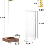 Incense Holder, Incense Holder for Sticks, Wood Insence-Stick Holder with Glass Ashes Collector, Anti-Ash Flying Incense Burner (SizeA)