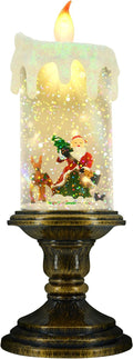 Christmas Flameless Candles, Flickering Flameless Candles with Timer, Christmas LED Candles Battery Operated, Snow Globe Candle Light for Christmas Decorations