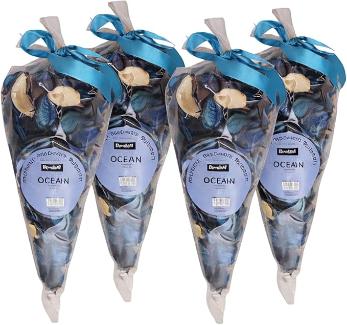 Potpourri 4 Pack Set – Dried Botanical Petals for Bowl or Vase Filler, Home Fragrance Décor – 4 Pouches, 70g Each (9.88 oz Total) (Ocean)