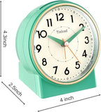 4.3" Retro Analog Alarm Clock, Vintage Decor, No Ticking Silent, Easy to Set, Gradual Rise Alarm, On/Off Switch on Side, Gentle Wake, Snooze, Lighted on Demand, Battery Operated, Retro Green
