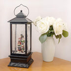 Eldnacele 12" Christmas Musical Snow Globe Lantern USB Lined Batteries Operated Water Glittering Lighted Lantern Santa Claus with 6H Timer Centerpiece (Santa Sleigh)