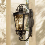 John Timberland Casa Marseille European Outdoor Wall Fixture Veranda Bronze Brown Ornate Scroll 36" Champagne Hammered Glass for Exterior House Porch Patio Outside Deck Garage Front Door Home