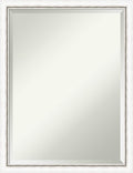 Amanti Art White Wall Mirror 26x20 Morgan White Silver Rectangle Bathroom Mirror for Wall Decor Living Room, Medium Modern Wood Frame, Hangs Horizonally and Vertically, Bathroom Decor, Beveled Edge