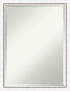 Amanti Art White Wall Mirror 26x20 Morgan White Silver Rectangle Bathroom Mirror for Wall Decor Living Room, Medium Modern Wood Frame, Hangs Horizonally and Vertically, Bathroom Decor, Beveled Edge