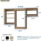 Modular Closet System, 96" Wide Closet Organizer System with Hanging Shelving , Wood Tower Closet Storage for Walk In Closets, Wall Mounted Wardrobe Organizer Kit System, Bedroom, Wood