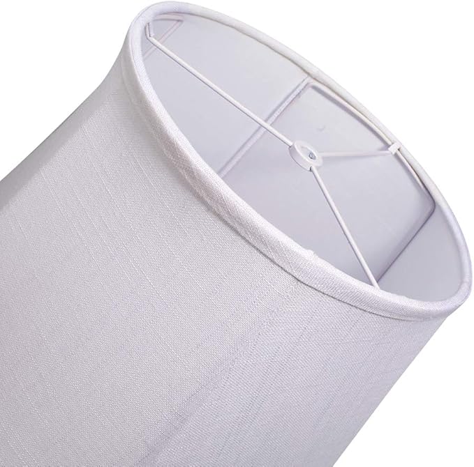 Double Tootoo Star White Lamp Shade Set of 2, Large Drum Lampshade for Floor Light and Table Lamp 10x14x10 inch, DIY Fabric Natural Linen Hand Crafted, Spider (White, 10x14x10 inch)