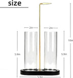Glass Incense Holder, Black Incense Sticks Burner Holder with Storage,Hang Upside Down Incense Holder for Sticks with Glass Ash Catcher for Meditation Yoga Spa Room Decor (Black)