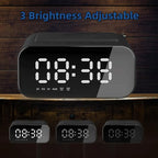 IHAO 7in1 Multifunctional Digital Alarm Clock with 15W Fast Wireless Charger Bluetooth Speaker LED Display Clock FM Radio TF Card, AUX Input, USB Port Dual Alarm for Bedroom and Office-BT510 Black