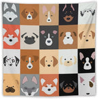 VUMIVI Dog Tapestry Funny Cartoon Pet Patterns Colorful Illustrations Square Animals Tapestry Wall Hanging for Living Room Bedroom Dorm Classroom Aesthetic Decor W60xL60in