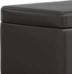 SIMPLIHOME Avalon Lift Top Rectangular Storage Ottoman - 44 inch Wide Upholstered Vegan Leather Lift-Top Ottoman in Tanners Brown, Contemporary Coffee Table Ottoman for Living Room with Hidden Storage