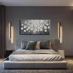 YaSheng Art - 24x48inch Abstract Art Painting，Oil Painting on Canvas Texture Black and white flower Oil Painting Hand-Painted Abstract Artwork Canvas Wall Art Paintings Modern Home Decor Art
