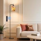 Kids Floor Lamp with Linen Shade, Dimmable Tall Standing Lamp with Remote Control & 3 Color Temperatures, Modern Floor Lamps for Living Room Bedroom Kids Room, 9W LED Bulb Included