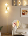 60IN Dimmable Gold Standing Lamps, Ice Crystal Modern Floor Lamp with 3000K G9 Bulbs Included, Mid Century Vintage Globe Floor Lamp for Living Room