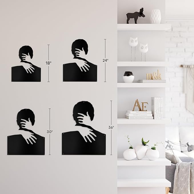 SIGNLEADER Metal Wall Art Decor Love Romance Minimalist Modern Abstract Wall Sculpture Hangings Home Decoration for Living Room, Bedroom, Bathroom, Kitchen, Outdoor - 24" Black